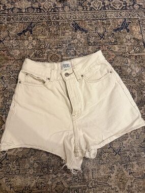 BDG Cream High-Waist Denim Cutoff Shorts